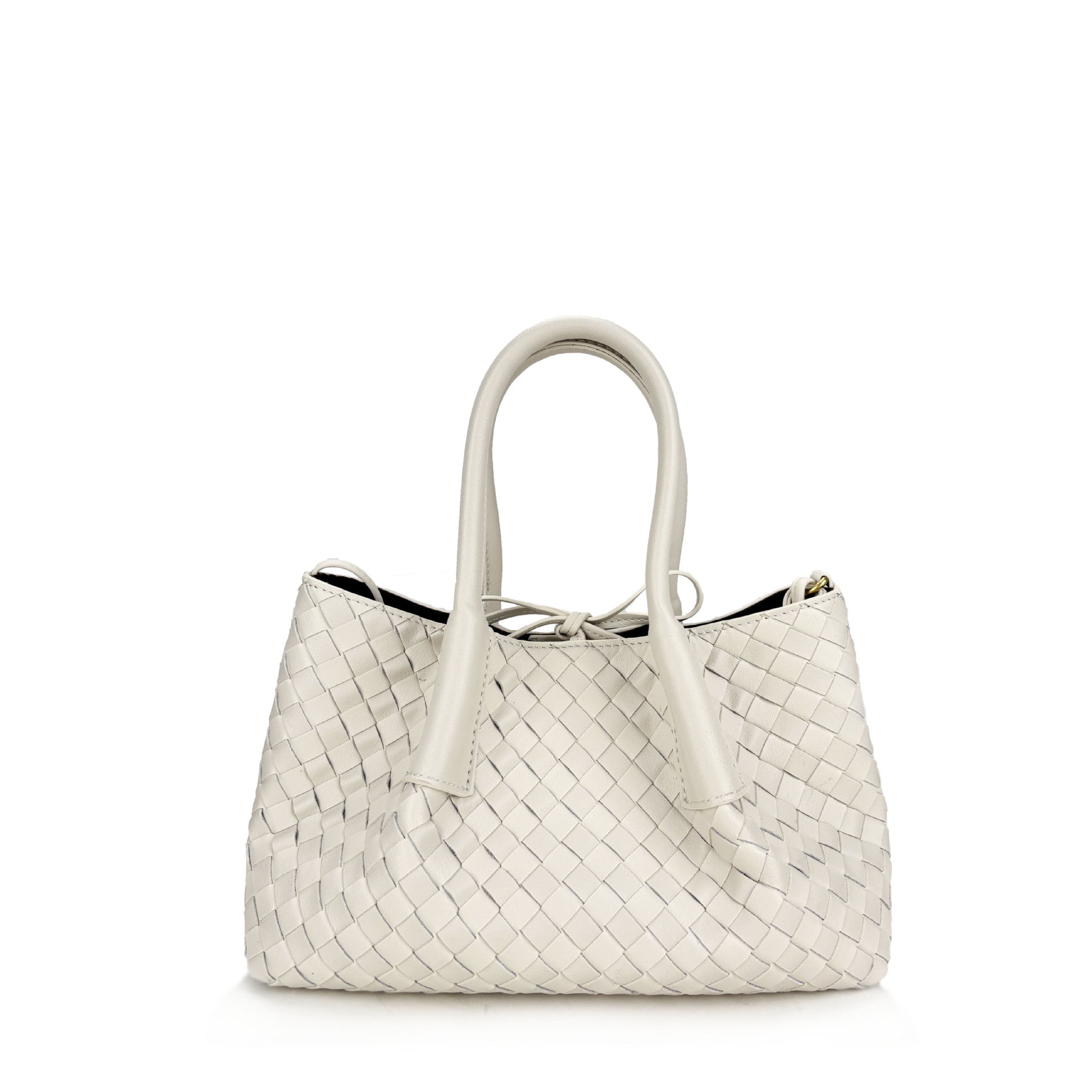 white small size leather tote handbag,women,front