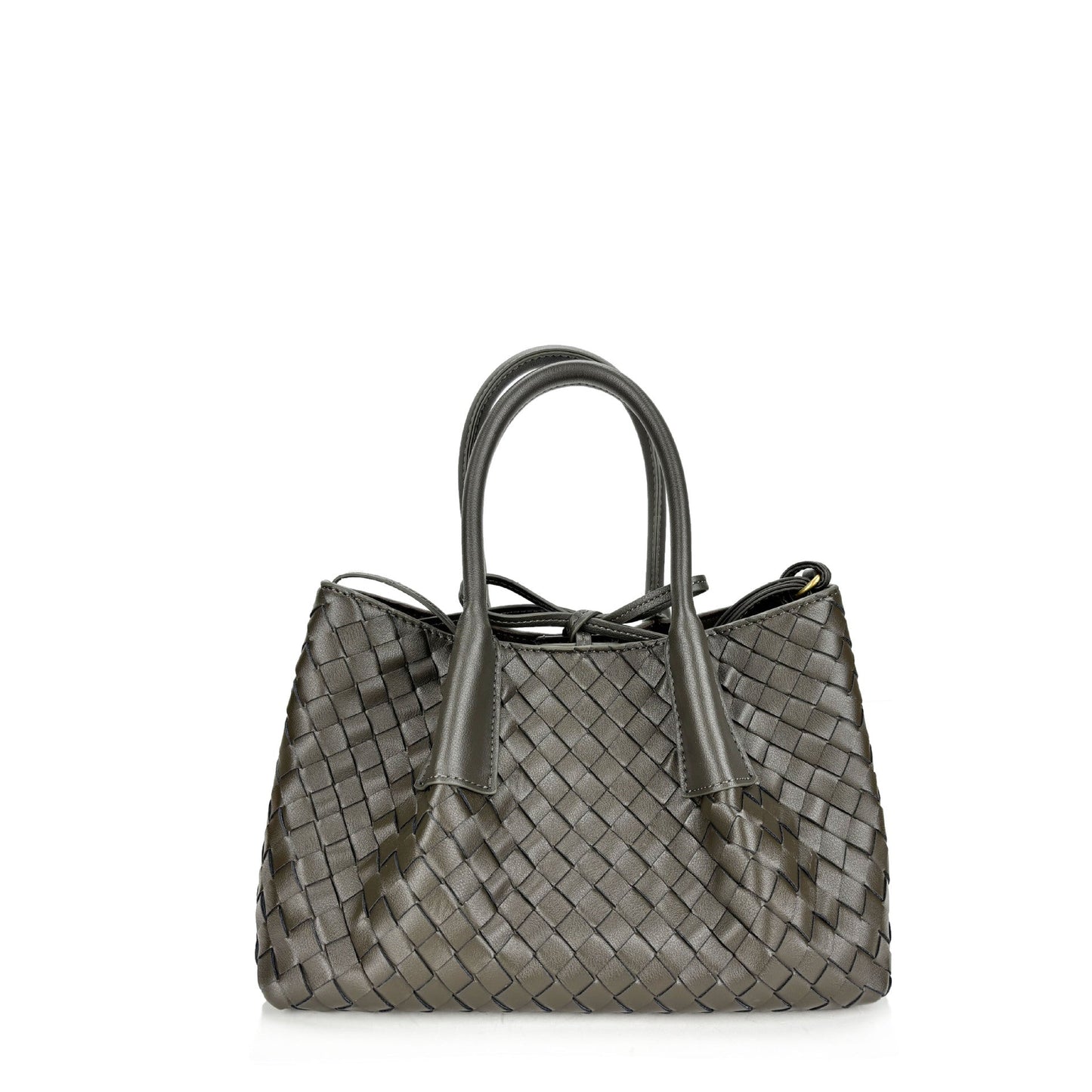dark green small size leather tote handbag,women,front
