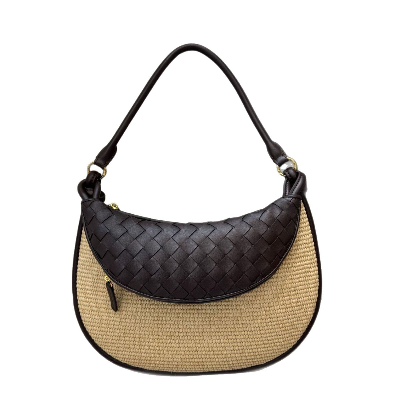 coffee raffia underarm bag,women,front