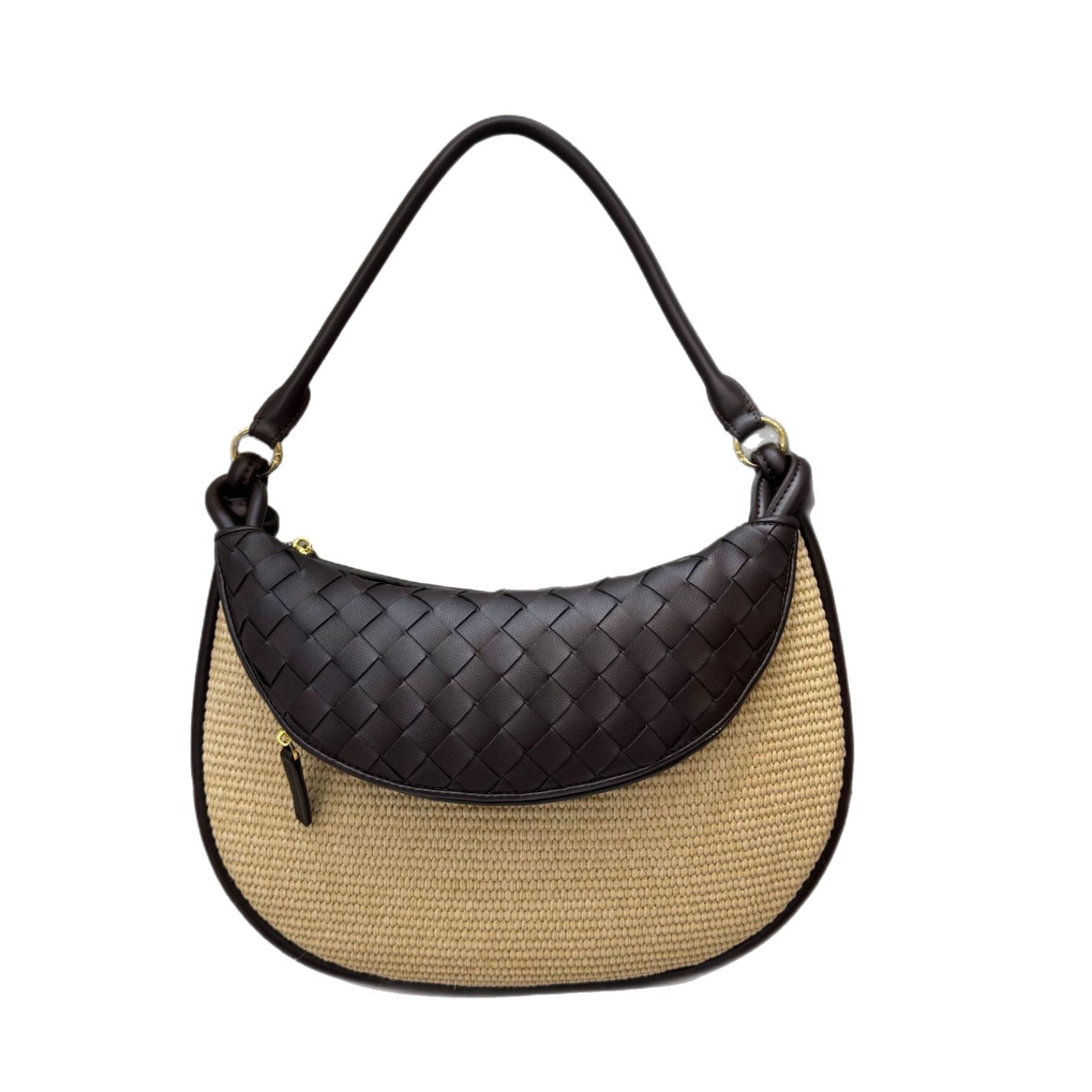 coffee raffia underarm bag,women,front