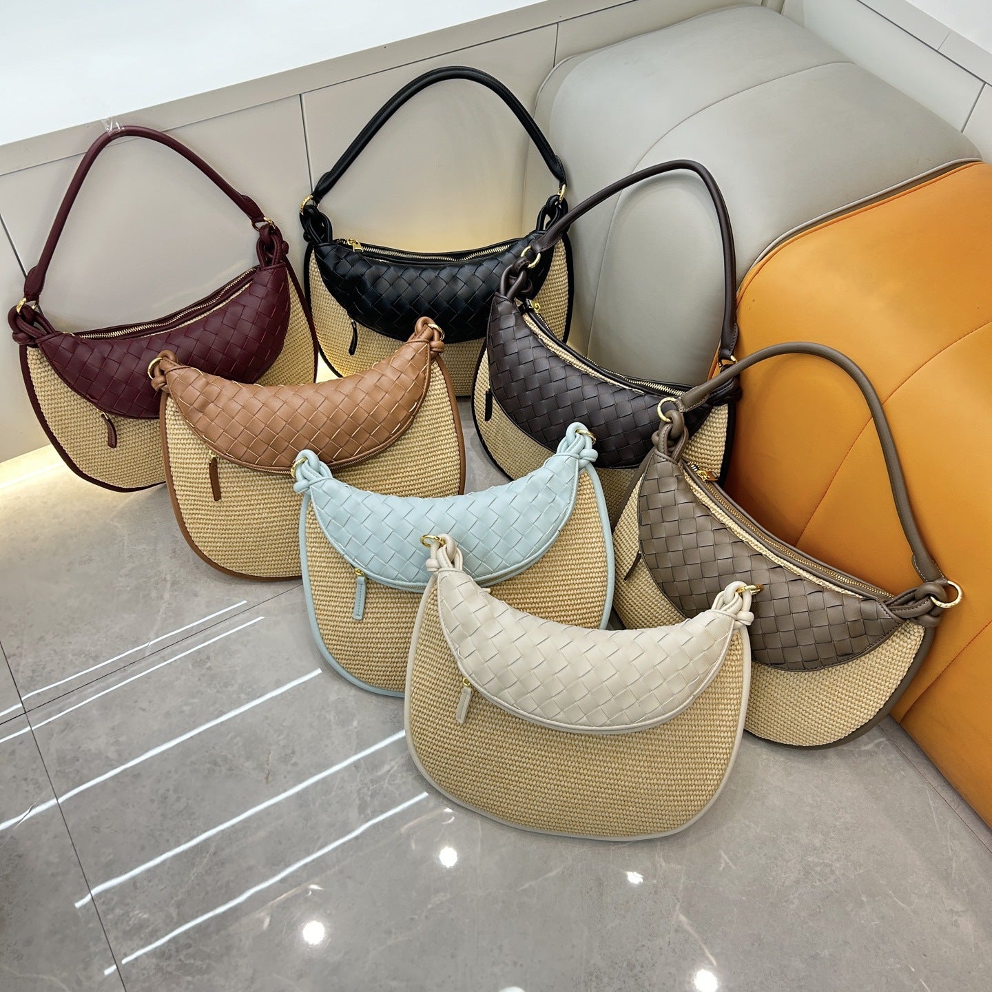 raffia underarm bag,women,color display