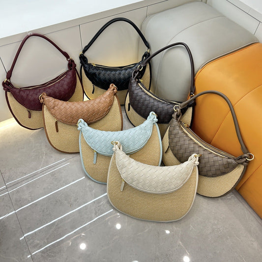 raffia underarm bag,women,color display