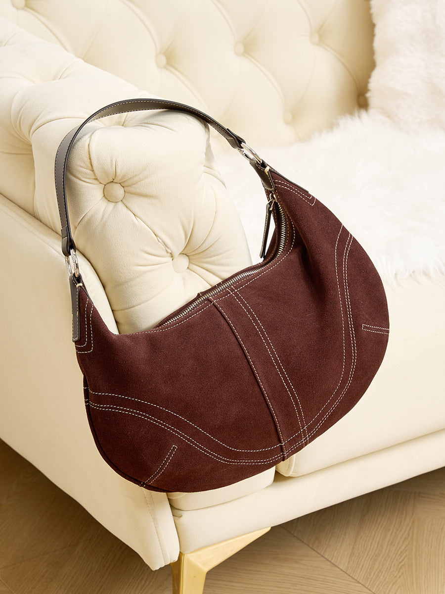 brown suede underarm bag,women,flat