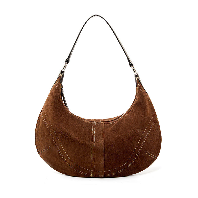 caramel suede underarm bag,women,front 02