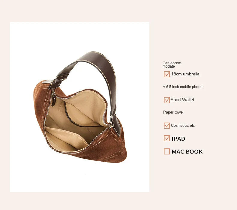 brown fanlosn suede underarm bag,women,inner
