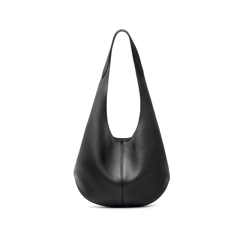 fanlosn black leather underarm shoulder bag,women,front