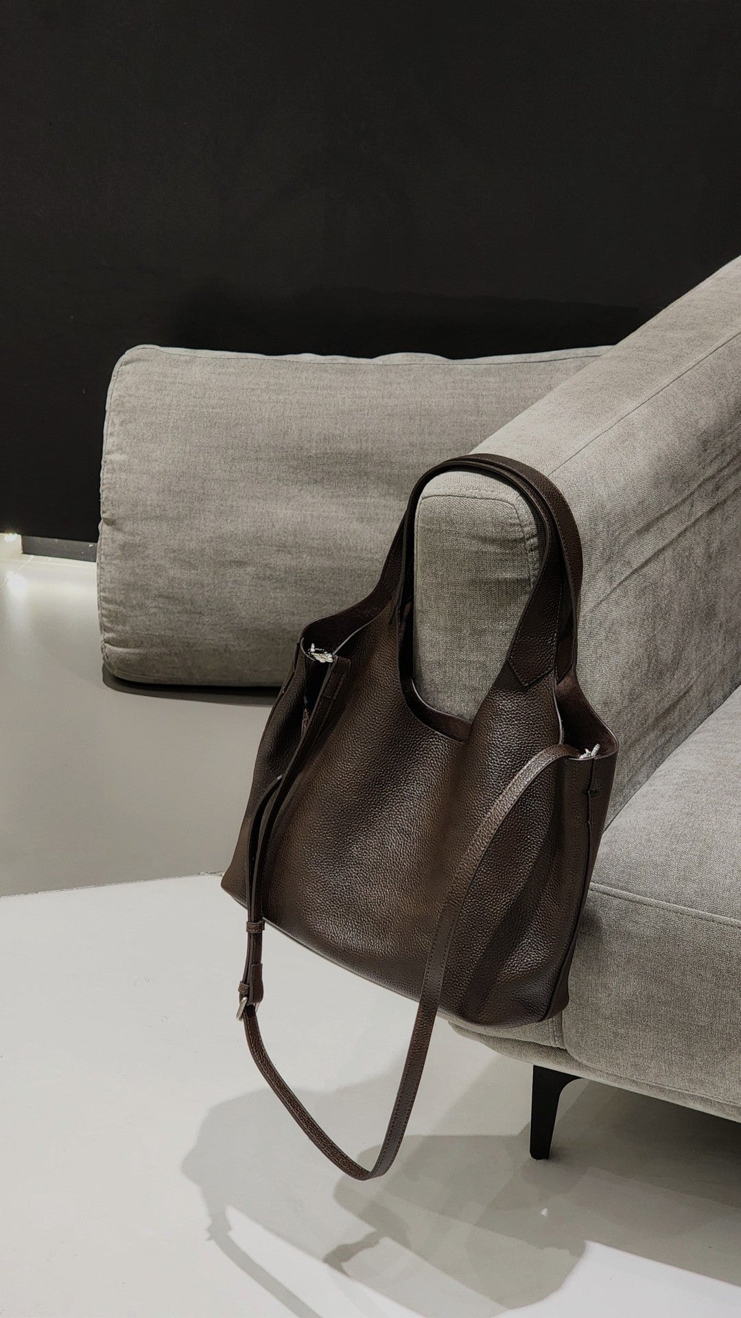 fanlosn small coffee leather underarm shoulder bag,women,front