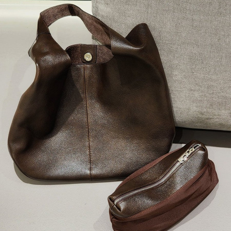 fanlosn coffee leather underarm shoulder bag,women,front 02