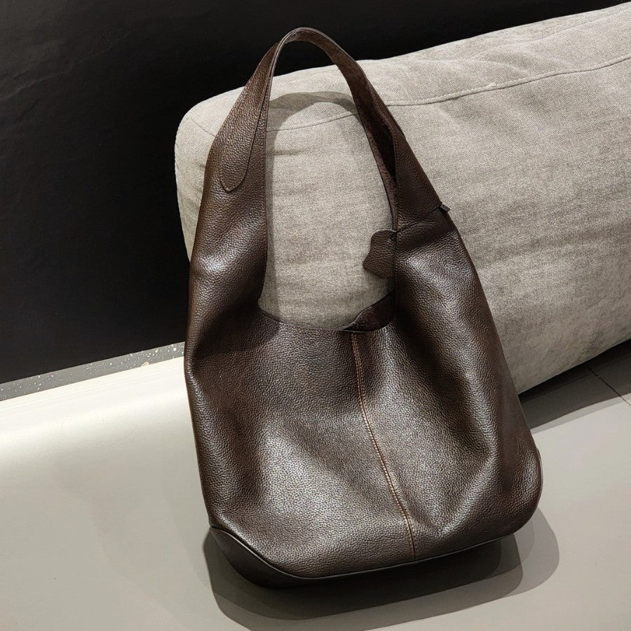 fanlosn coffee leather underarm shoulder bag,women,front