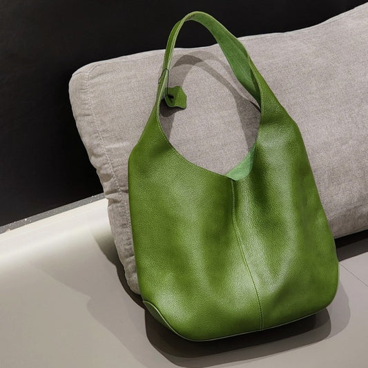 fanlosn green leather underarm shoulder bag,women,front