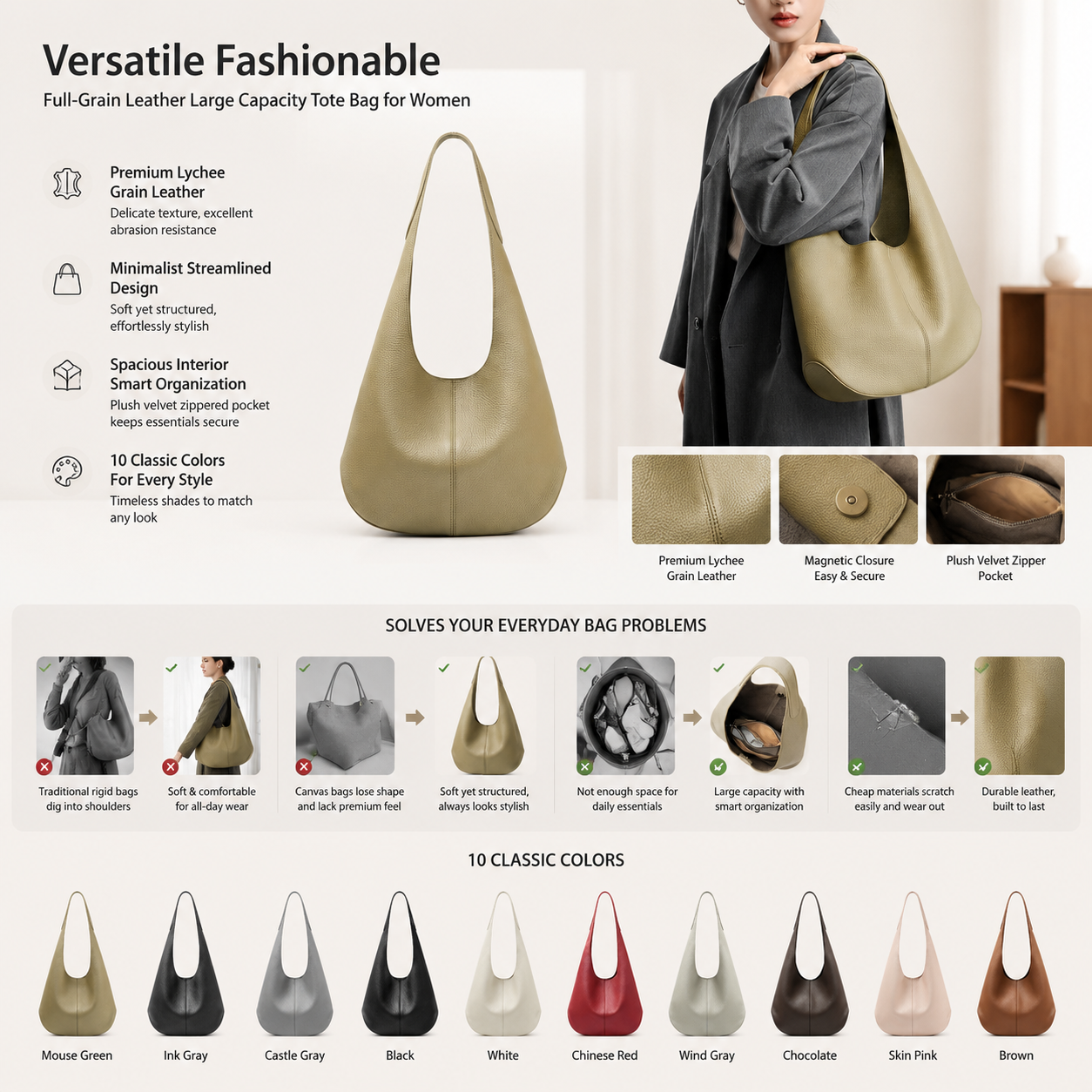 fanlosn green leather underarm shoulder bag,women,lifestyle