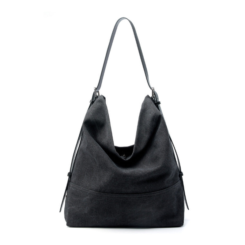 black canvas underarm tote bag,women,front