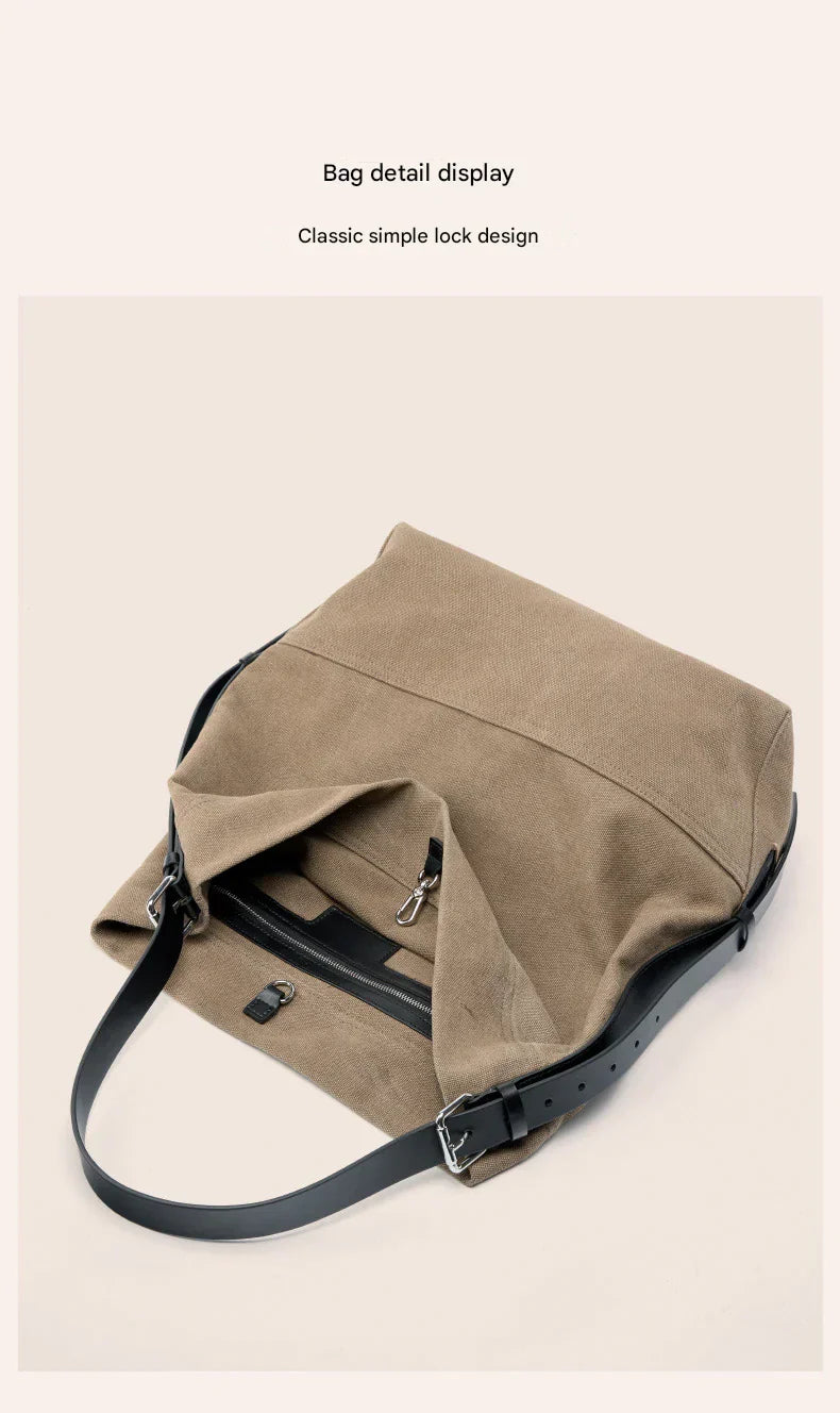 sand tea color canvas underarm tote bag,women,detail