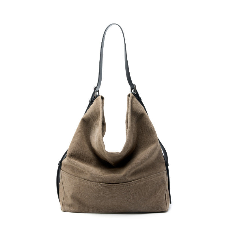 sand tea color canvas underarm tote bag,women,front 02