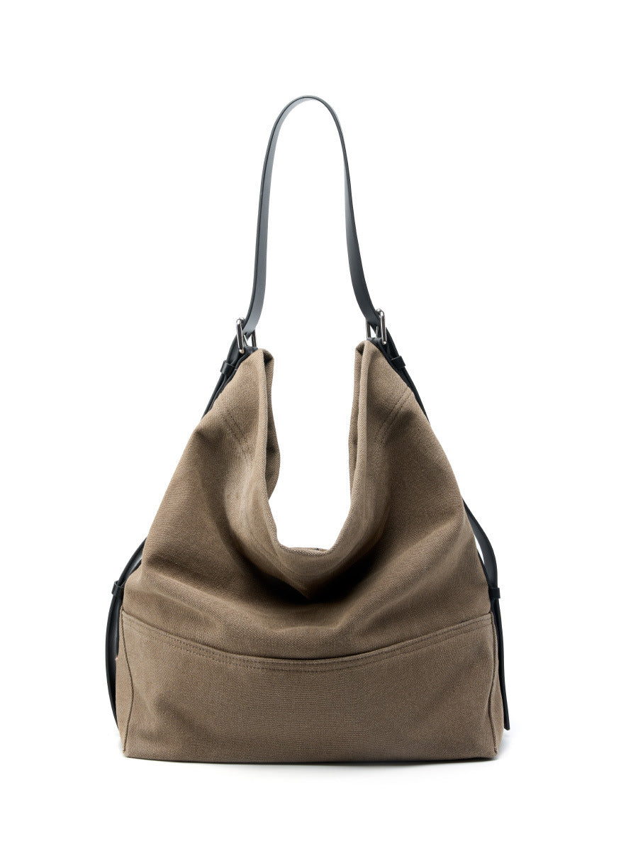 sand tea color canvas underarm tote bag,women,front