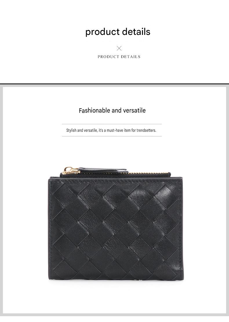 black fanlosn sheepskin woven leather wallet,women,detail 03