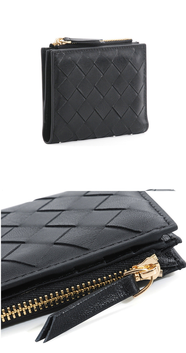 black fanlosn sheepskin woven leather wallet,women,detail 04