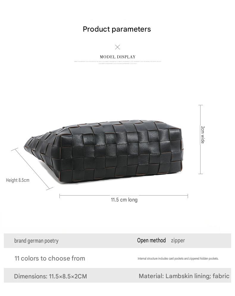 black fanlosn sheepskin woven leather wallet,women,dimensions