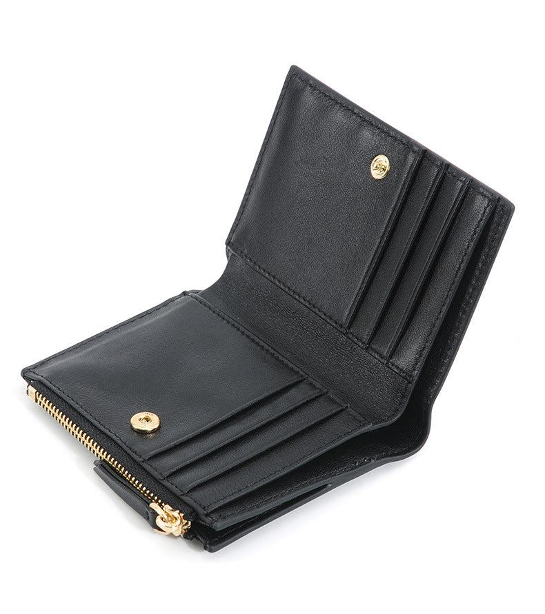 black fanlosn sheepskin woven leather wallet,women,inner