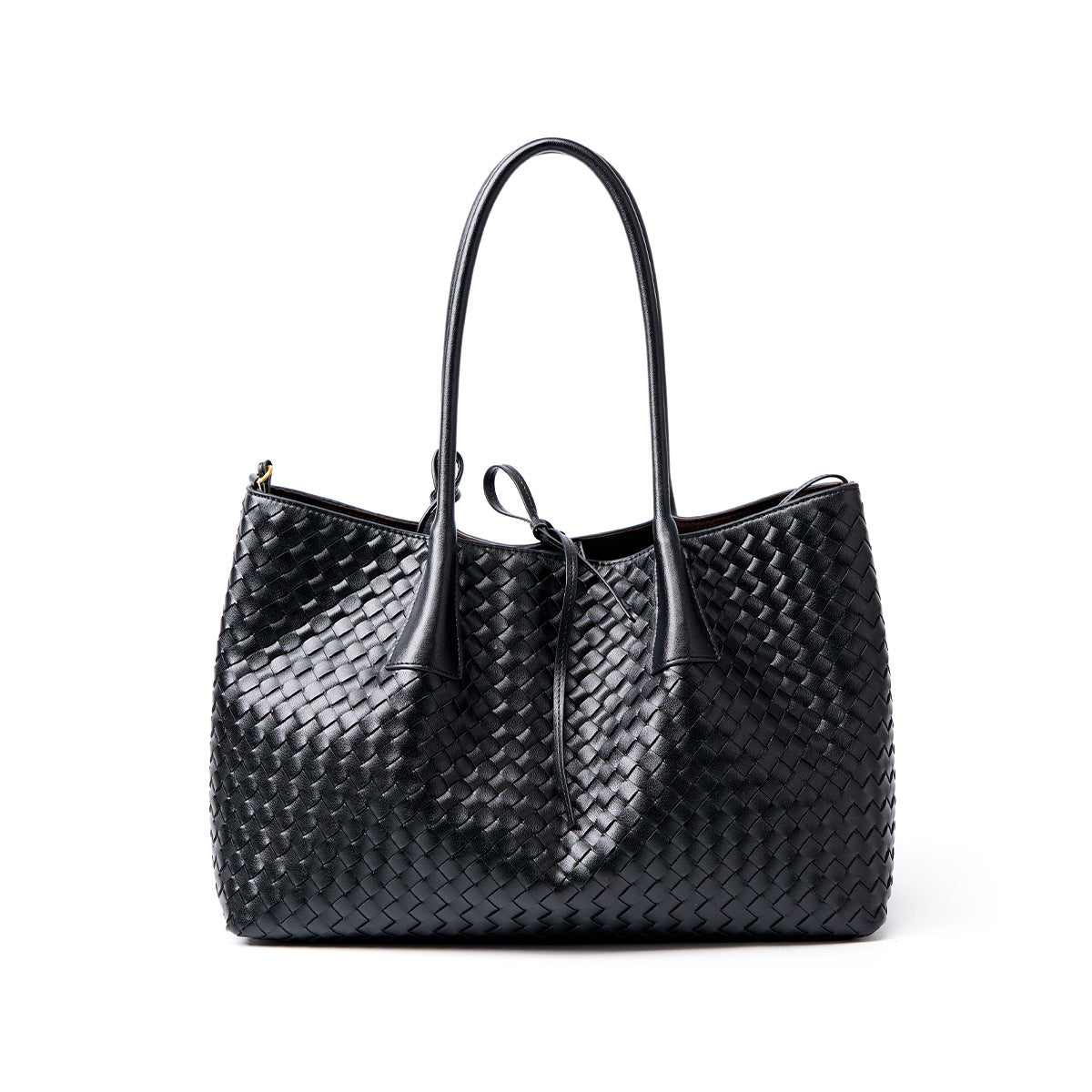 black big size leather tote handbag,women,front