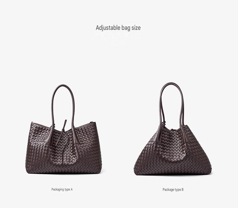 brown big size woven leather tote bag,women,shape