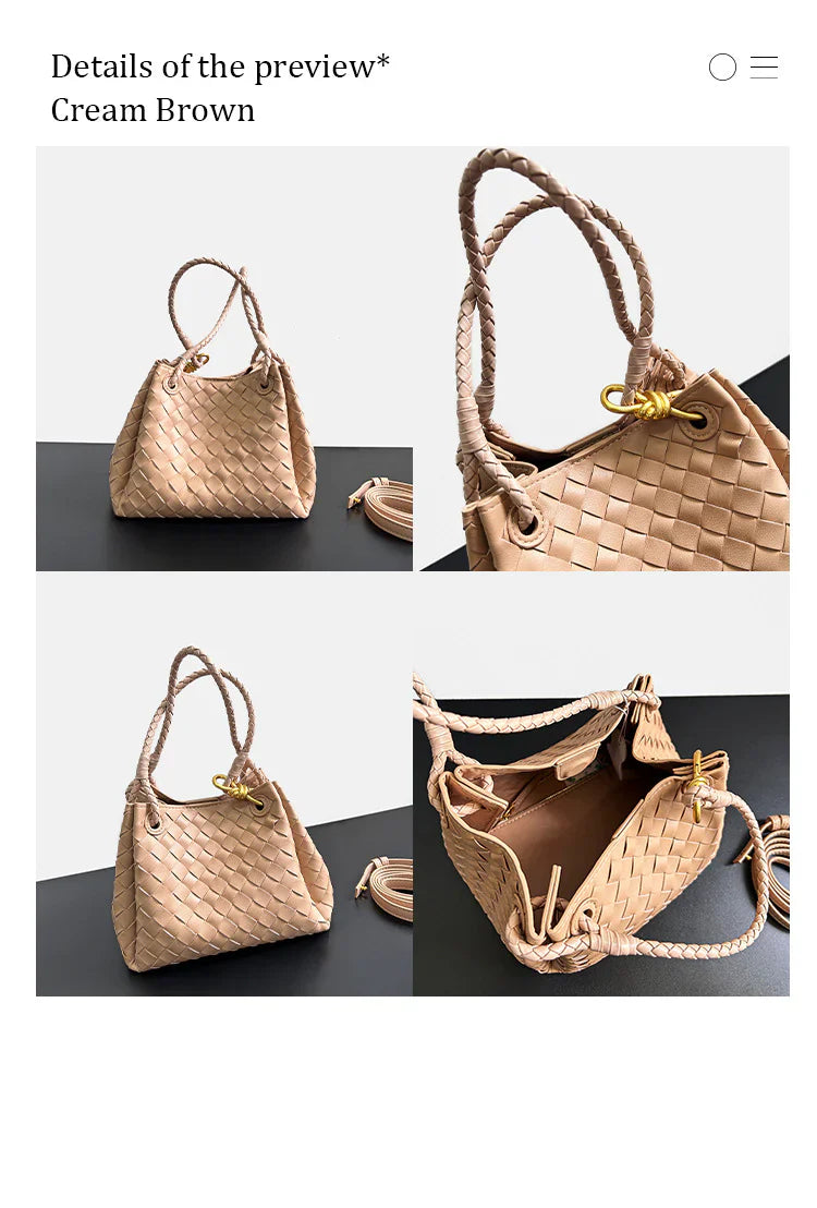 milk tea color fanlosn leather woven parachute handbag,women,display