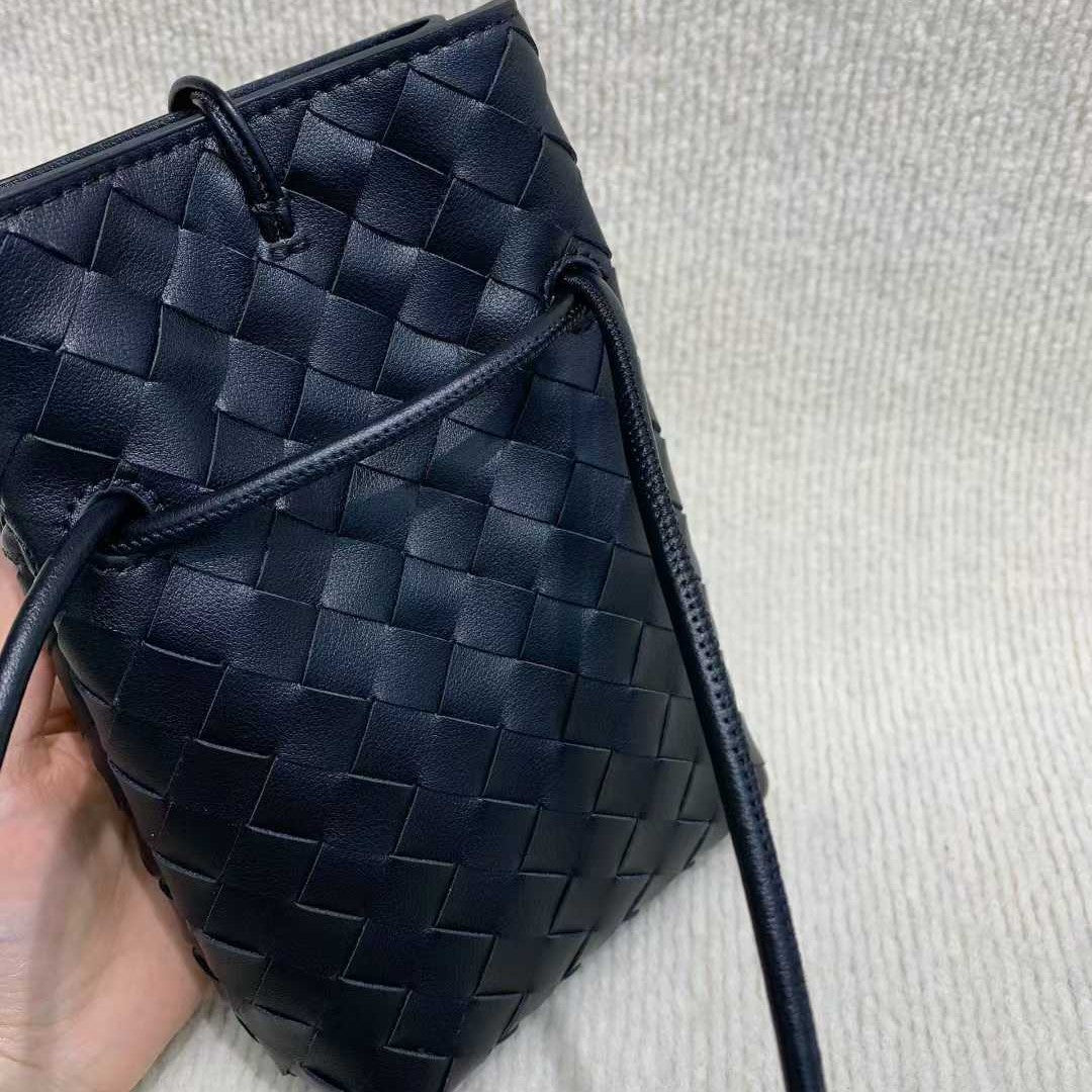 black leather woven phone bag,women,back